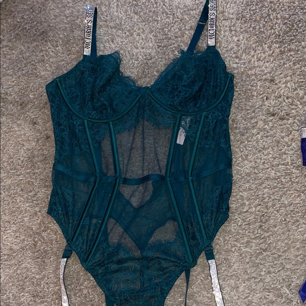 Victoria Secret Green Lace Bodysuit